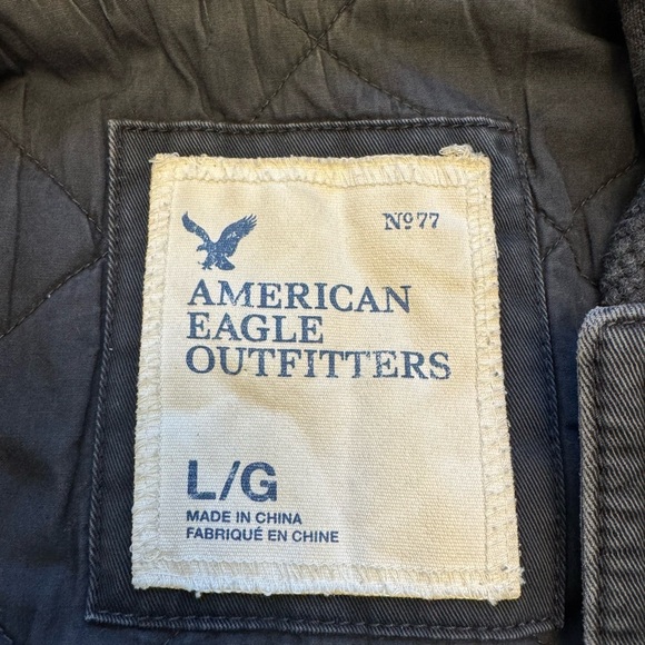 American Eagle Outfitters Dark Gray Hooded Utility Jacket Men’s Sz L - Picture 3 of 10